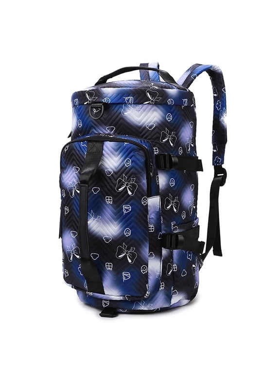 Rainbow Blue Convertible Duffle Gym Bag for Women Men with Shoes Compartment and Wet Pocket,Multipurpose Weekender Overnight Backpack Waterproof Sports Bags with 2 Bottle Holders