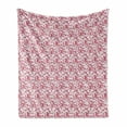 thumbnail image 1 of Cherry Blossom Soft Flannel Fleece Throw Blanket, Bubbly Petals of Kawazu Type Japanese Sakura Tree Illustration, Cozy Plush for Indoor and Outdoor Use, 60" x 80", Pink Green and Orange, by Ambesonne, 1 of 6