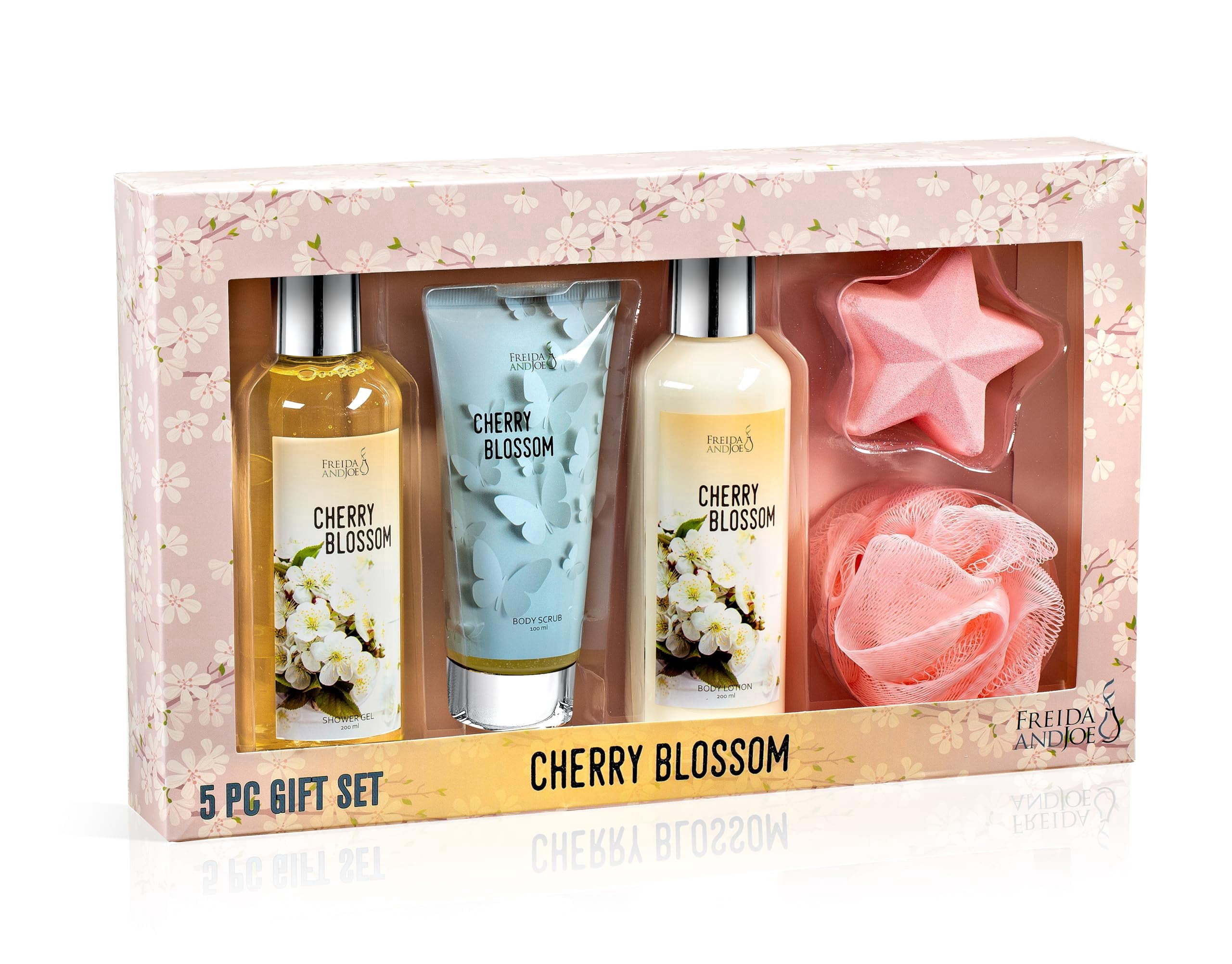 Cherry Blossom Spa Gift Box for Women, 5 Piece Bath and Body Gift Set ...