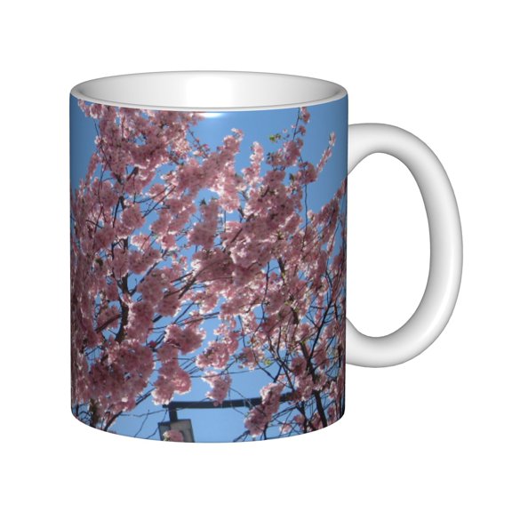Cherry Blossom Spring Floral Ceramic Coffee Mug, Pink Sakura Flower Art Cup, Lovely Nature Themed Home Drinkware