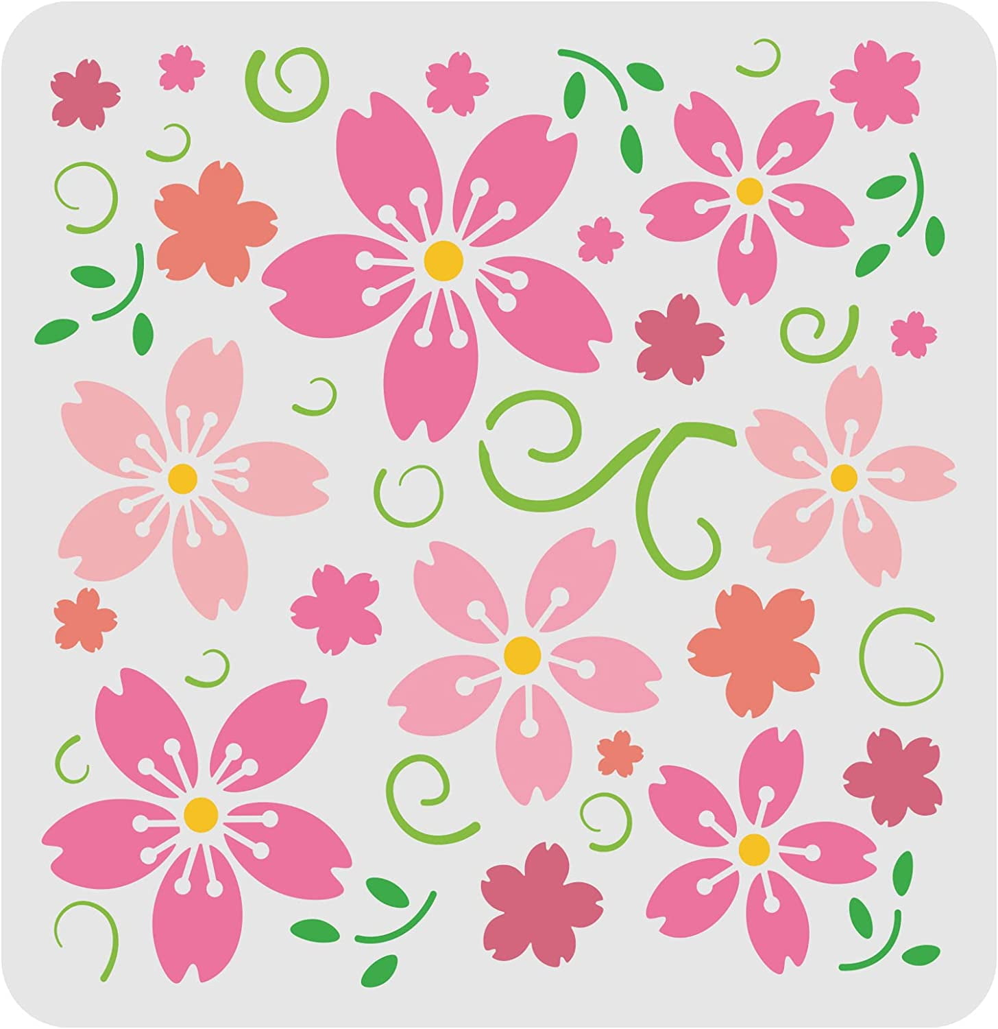 Cherry Blossom Stencils Template 11.8x11.8inch Plastic Flowers Drawing ...