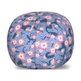 thumbnail image 1 of Cherry Blossom Storage Toy Bag Chair, Art Deco Fish Scale Pattern Cherry Flowers and Climbing Bean Plant, Stuffed Animal Organizer Washable Bag, Large Size, Pink and Violet Blue, by Ambesonne, 1 of 3
