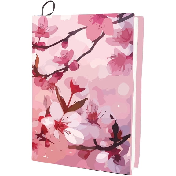 Cherry Blossom Stretchable Book Cover Flower Floral Pink Cover Washable Reusable Large Nylon Book Sleeve Book Protector Elastic Notebook Wraps for 9x11in Hardcover Books Textbook Gift
