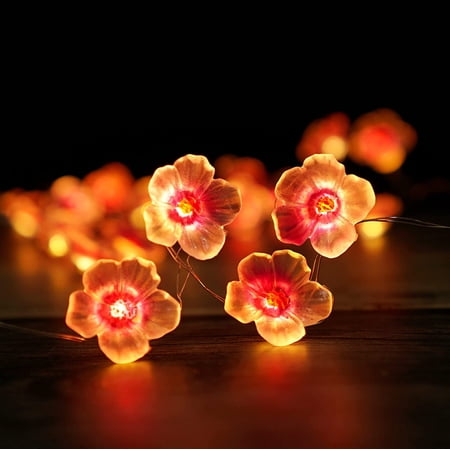 Cherry Blossom String Light Indoor 13ft 40 LED Fairy Lights Pink Cherry Flower String Lights Battery Operated for Girls Kids Bedroom Wedding Party Decor