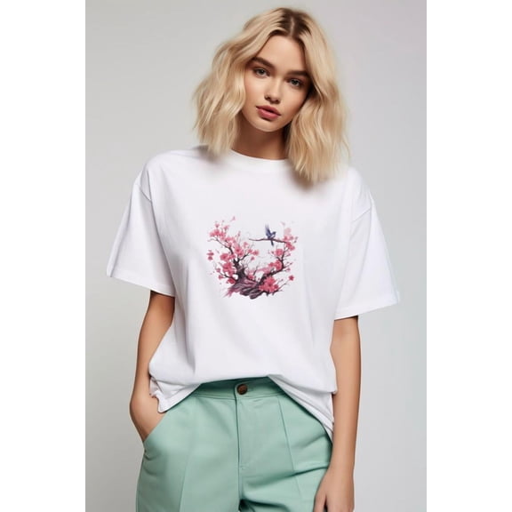 Cherry Blossom T-Shirt with Elegant Sakura Design, for men & women, up to size 5XL. Tee shirt Adults