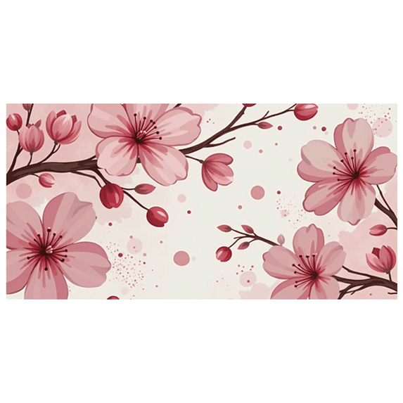 Cherry Blossom Themed Backdrop Banner Decorative Background with Delicate Pink Flowers and Red Cherries Party Decorations Spring Celebrations Photography Props Festival Decor