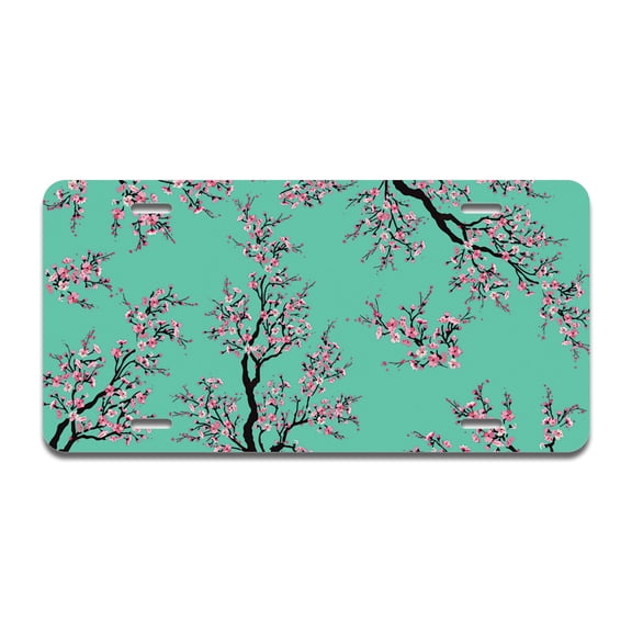 Cherry Blossom Tree Aluminum License Plate| License Plate 12" X 6" Fits Any Car, Truck, SUV, RV, or Trailer | Made in The USA