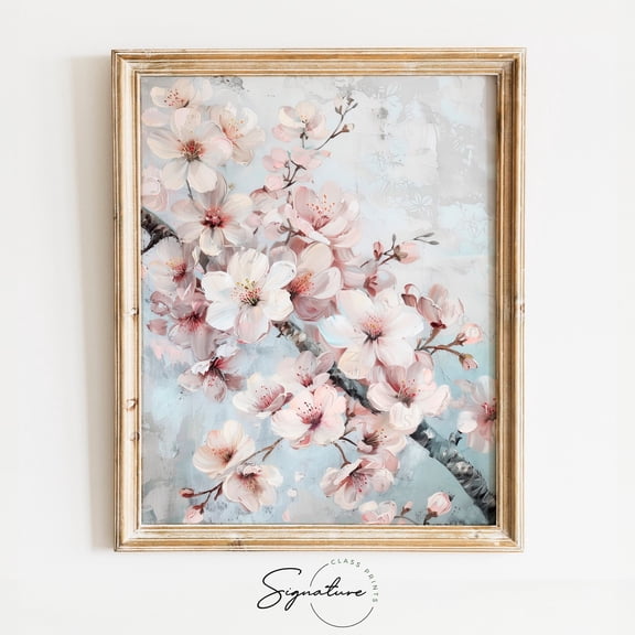 Cherry Blossom Tree Art Poster, Spring Bloom Art, Serene Sakura Wall Art, Pastel Floral Decor, Botanical Home Artwork, 318 Unframed Paper Print