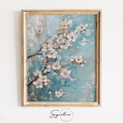 Cherry Blossom Tree Art Poster, Spring Bloom Art, Serene Sakura Wall Art, Pastel Floral Decor, Botanical Home Artwork, 507 Unframed Paper Print
