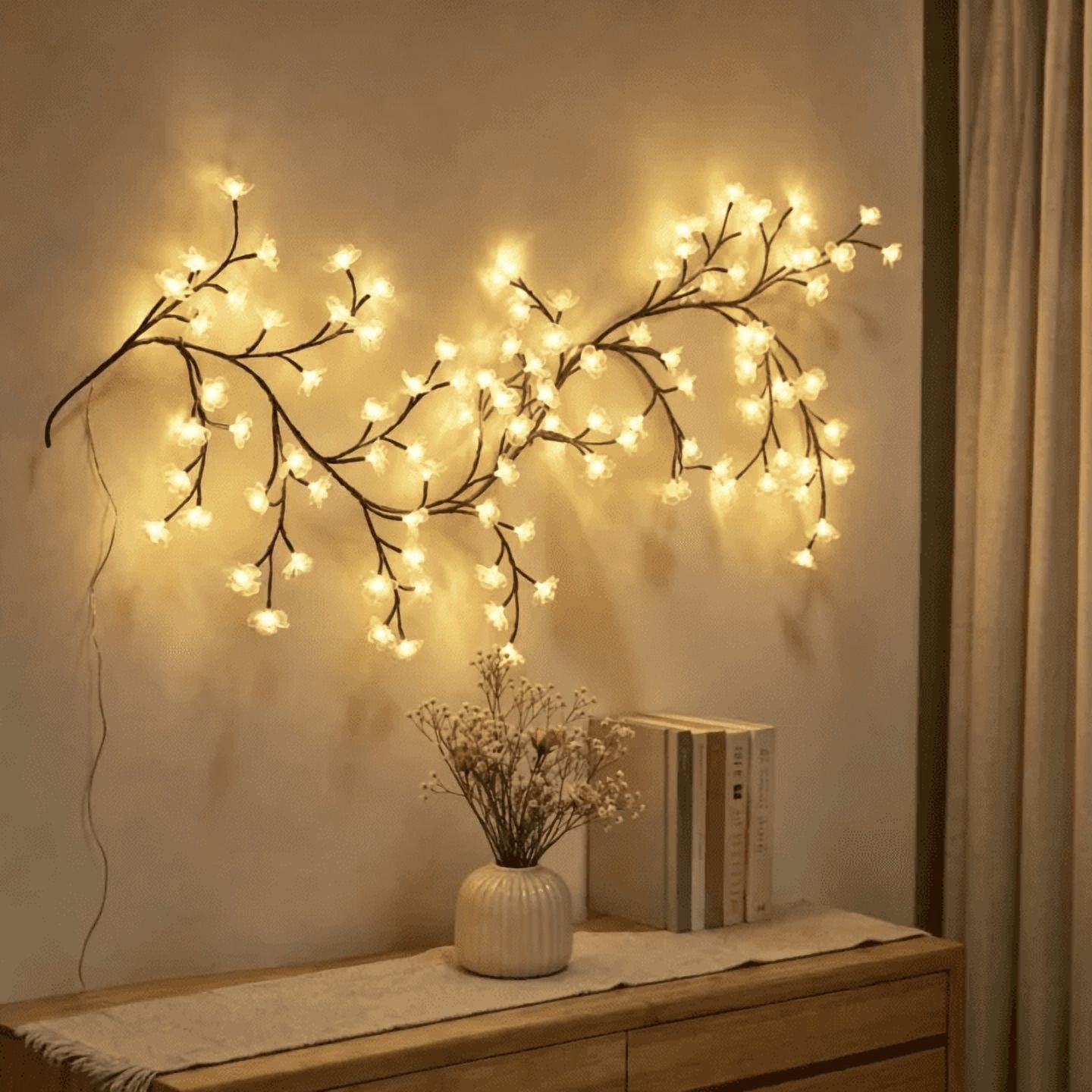 Cherry Blossom Tree Branch Lights for Wall,Cherry Enchanted Willow Vine ...