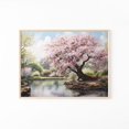 Cherry Blossom Tree By Lake Wall Art Print, Sakura Nature Decor ...