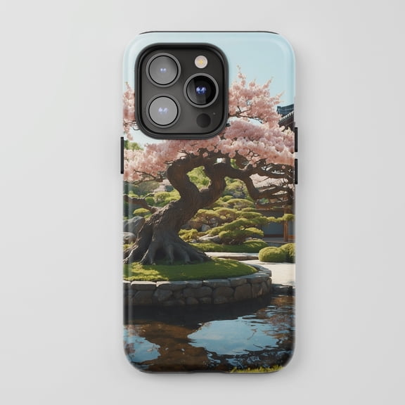 Cherry Blossom Tree For All iPhone Series Protective Phone Case Japanese Garden Theme Pink Green Blue