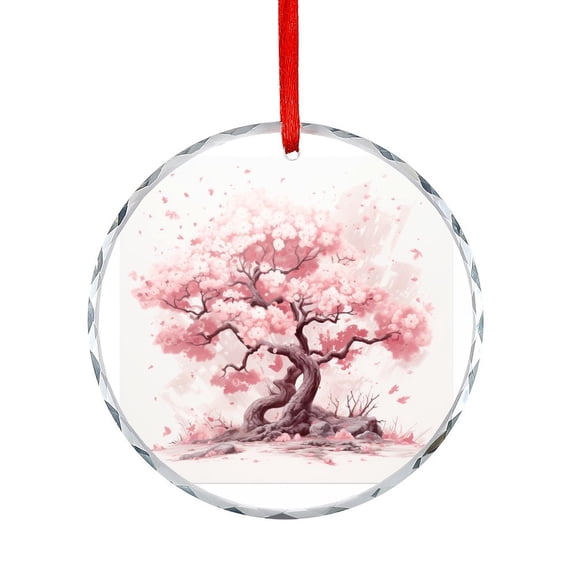 Cherry Blossom Tree Glass Ornament Holiday Decor And Xmas Gifts Ideas Spring Blooming Flowers Sakura Christmas Ornaments Crystal Hanging