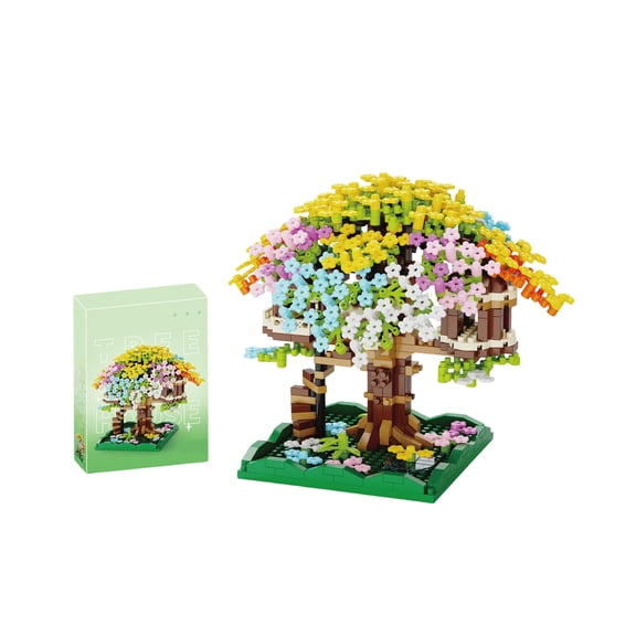 Cherry Blossom Tree House Building Set, 591Pcs Sakura Tree House Architecture Model Kit, Creative Desk Decor Birthday Gifts