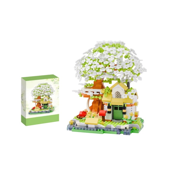 Cherry Blossom Tree House Building Set, 690Pcs Sakura Tree House Architecture Model Kit, Creative Desk Decor Birthday Gifts