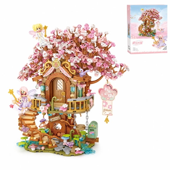 Cherry Blossom Tree House Building Set, Pink Mini Building Blocks, Plastic Mini Bricks Building Sets, 1149 PCS Decorative Model, Building Sets for Adults, Home Decor Display