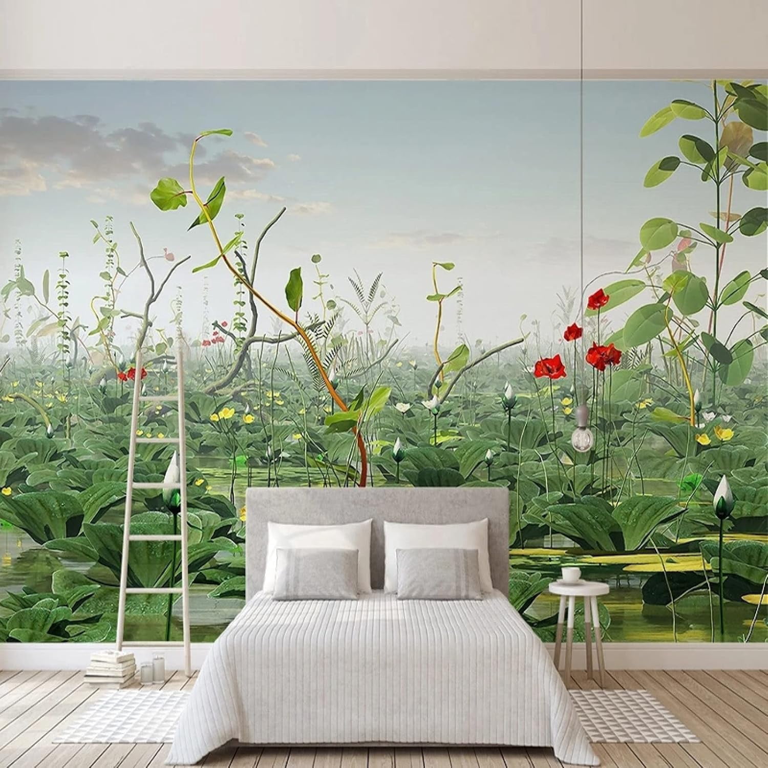 Cherry Blossom Tree Wall Mural, 3D Waterfall Photo Wallpaper, Home ...