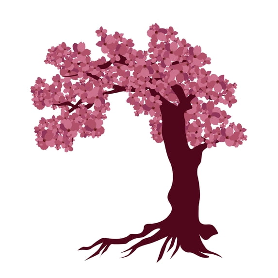 Cherry Blossom Tree Wall Stickers - Removeable- Vinyl Decor -Kids Girls Nursery Bedroom Wall Decal - Home Living Room Floral Art Wall Sticker -Size 18" x 20".