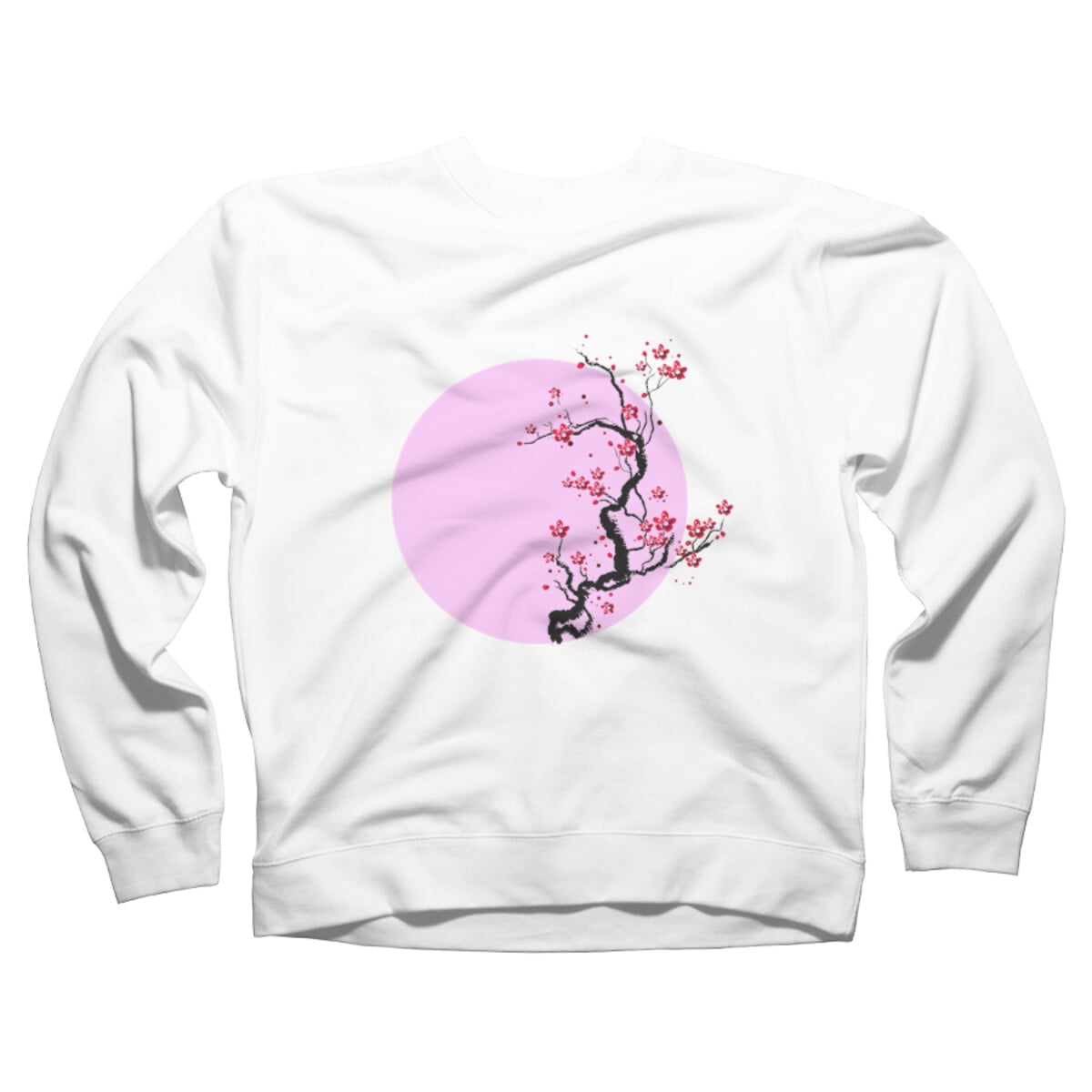 Cherry Blossom Tree White Graphic Crew Neck Sweatshirt Design