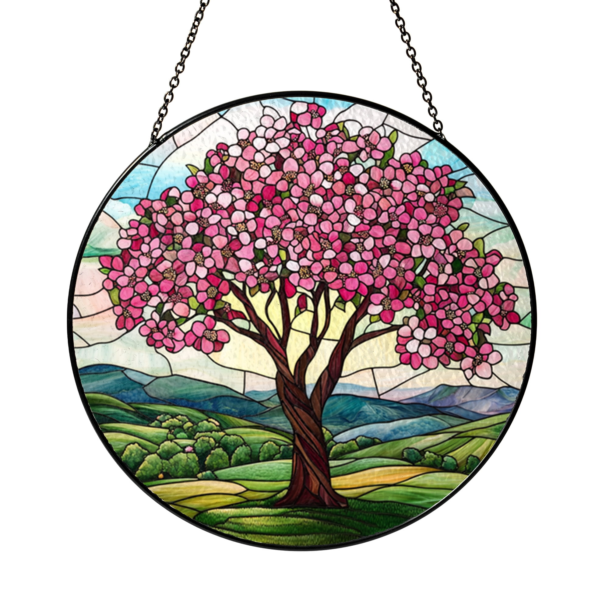 Cherry Blossom Tree Window Hanging, Faux Stained Glass Christmas Gift ...