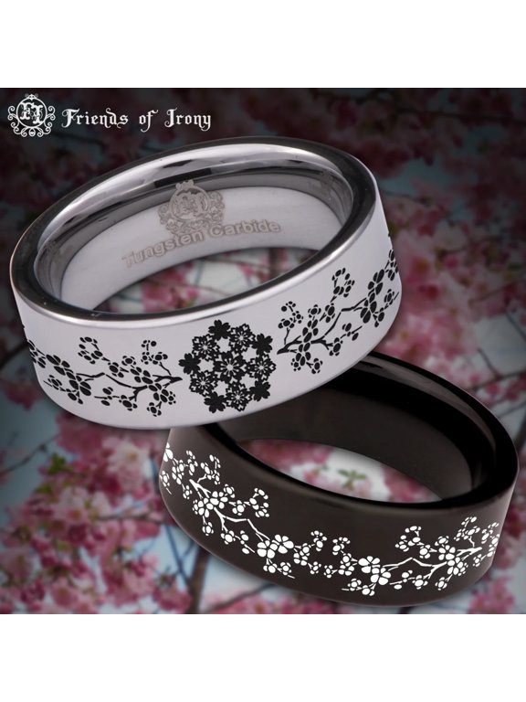 Cherry Blossom Tungsten Carbide Ring