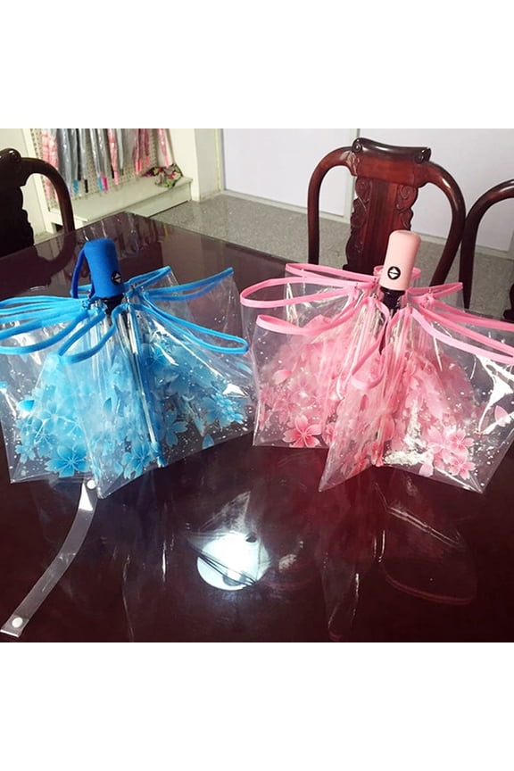 Cherry Blossom Umbrella Transparent Umbrella Compact Umbrella Fashion Folding Umbrella