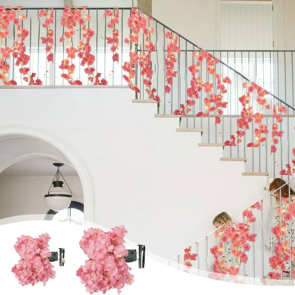 Cherry Blossom Vine String Lights | Solar Powered Pink Floral Fairy Lights for Indoor Outdoor Decor | Flexible Copper Wire | Warm White LEDs | Decorative Garland | 4m/7m Length Options