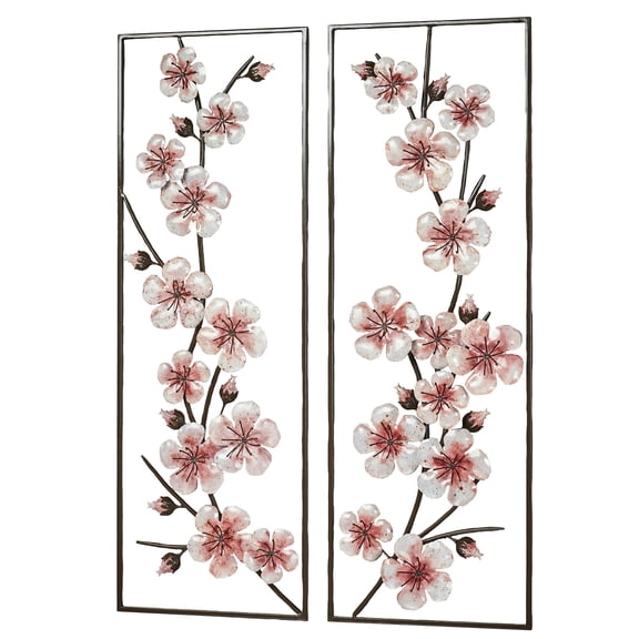 Cherry Blossom Wall Art Panels Pink Set of Two 12” x 2” x 35” Each