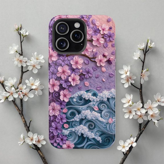 Cherry Blossom Waves Impact Smart Phone Case 17 16 15 14 13 12 11 Pro Max
