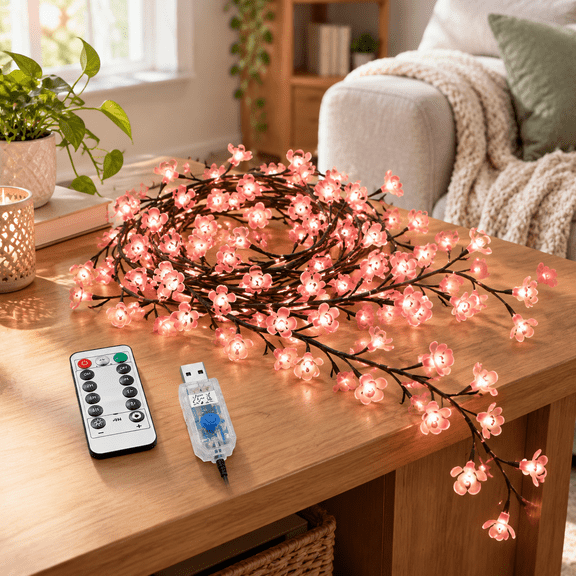 Cherry Blossom Willow Vine LED Tree Branch Lights 2.3ft 144 LED for Wall Decor