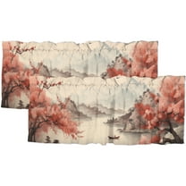 Cherry Blossom Window Curtain Valances Rustic Flowers Full Moon in Wonderland Window Valance for Living Room Bedroom, Kitchen Valance Rod Pocket Window Curtain 54 by 18 in, 2 Panel