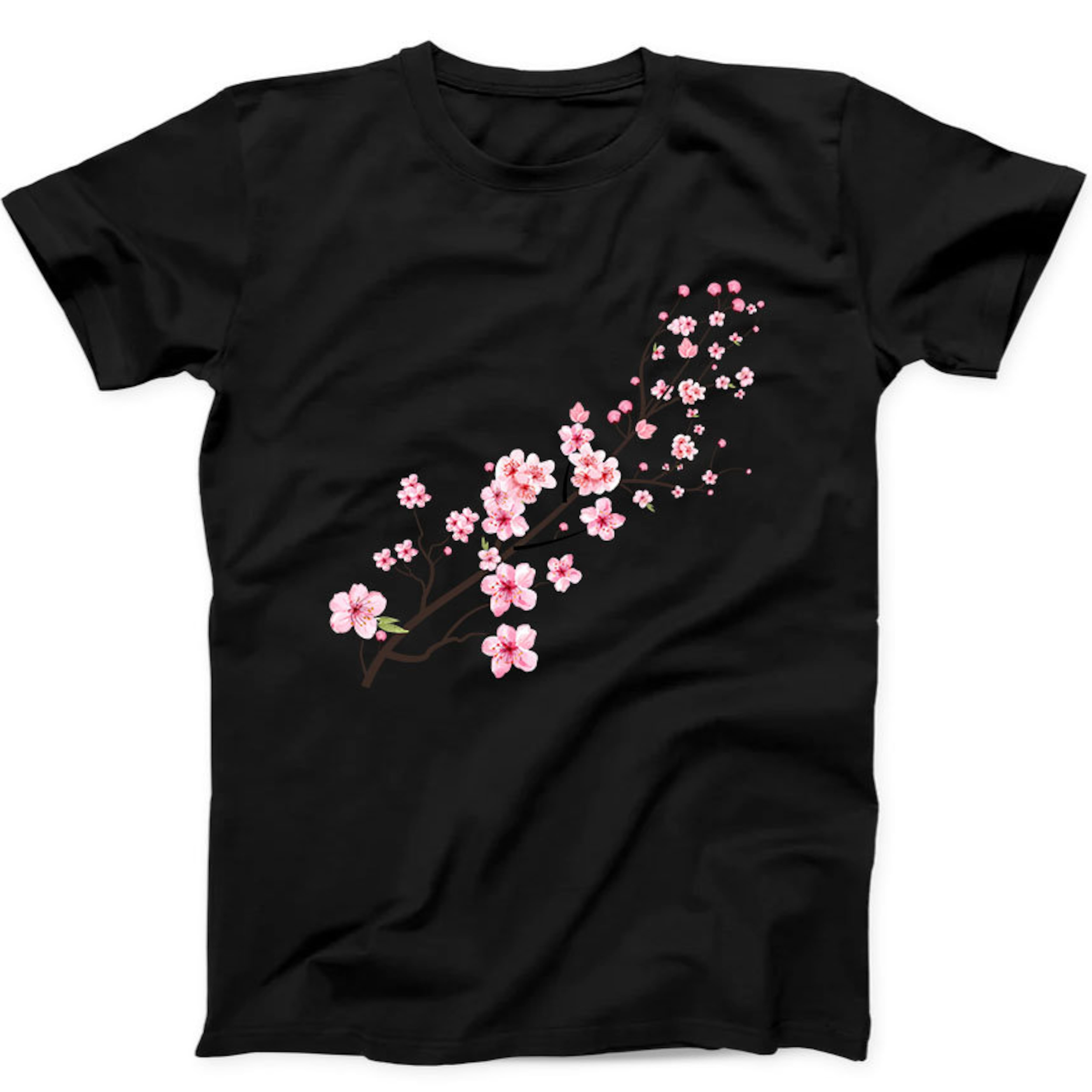 Cherry Blossom With Watercolor Tree Flower Funny Gift Tee Black T Shirt