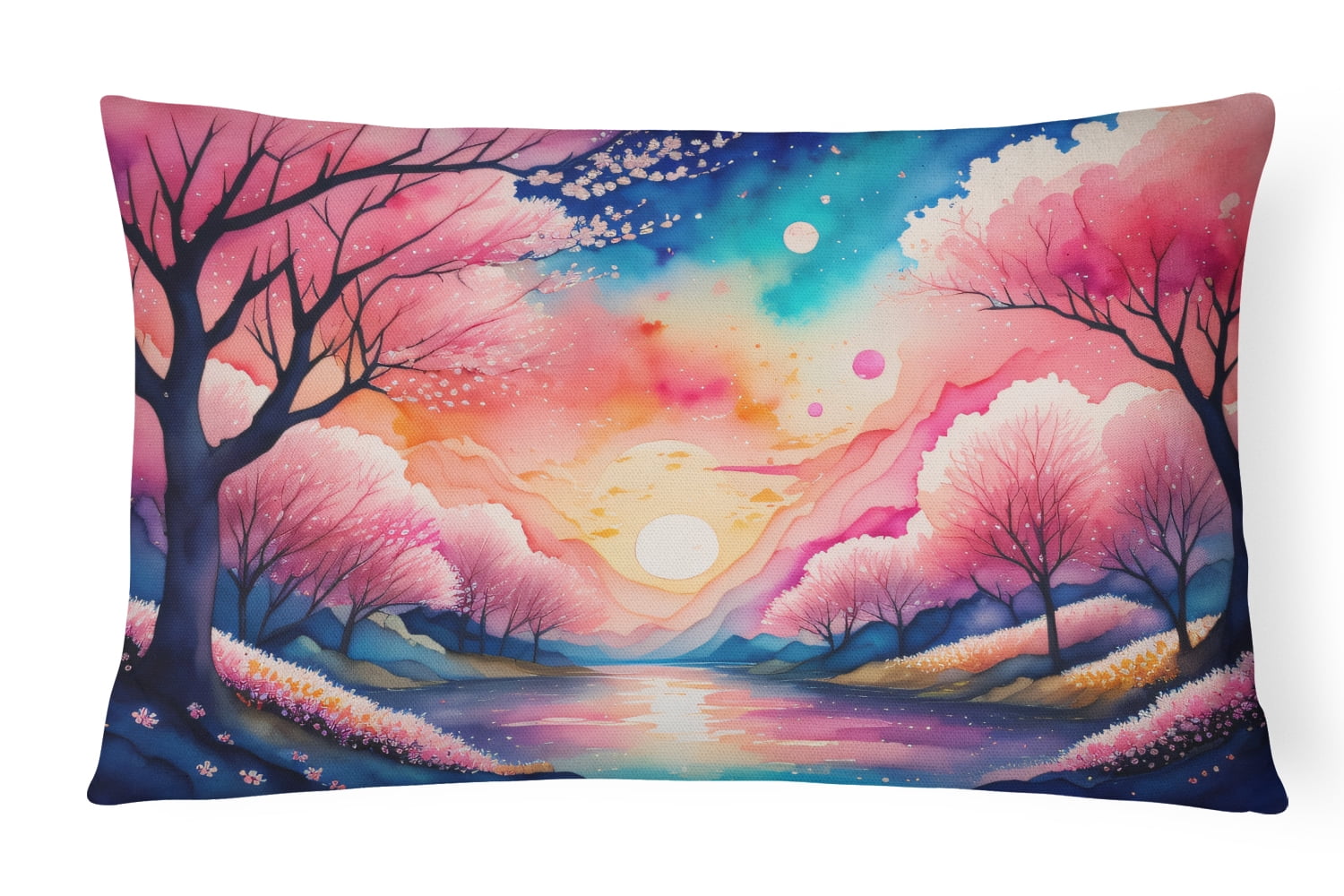 Cherry Blossom Sunset Polyester Indoor/Outdoor Decorative Pillow