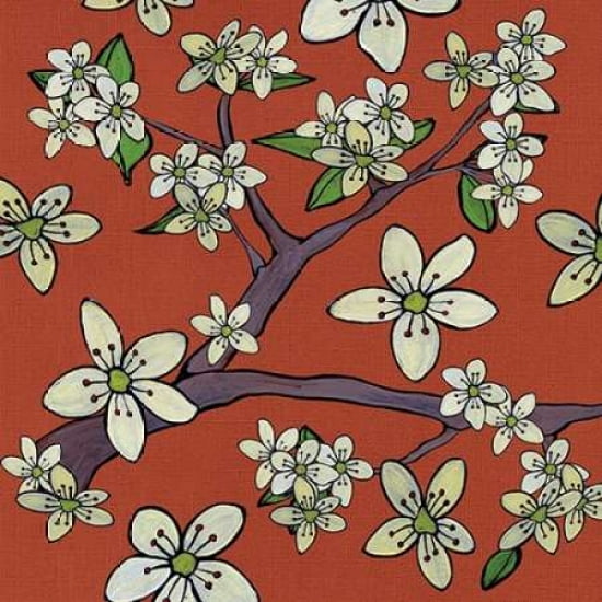 Cherry Blossom on Orange Canvas Art - Shanni Welsh (24 x 24)