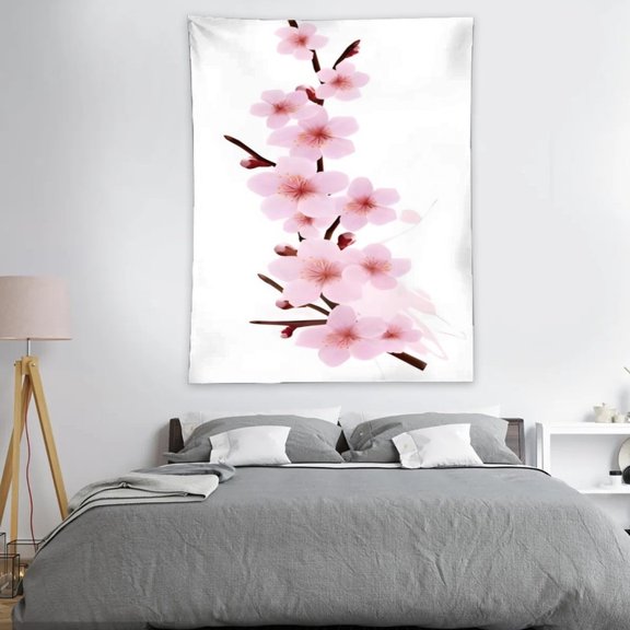 Cherry Blossom tapestry 40 x 60 inches with vivid colors realistic details easy to hang and clean adding artistic charm