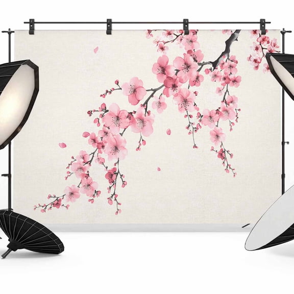 Cherry Blossoms Backdrop for Photography,Fabric Photo Background Backdrop,Pink Flower Floral Spring Nature Country Photo Booth Background for Portrait Photoshoot Video Wedding Banner 10x8ft