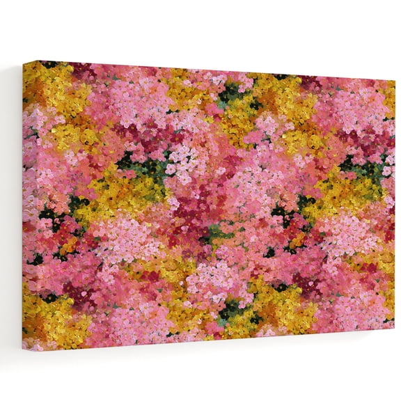 Cherry Blossoms Canvas Wall Art, Abstract Art Pink Yellow Green Cherry Oil Painting Wall Art Prints Artwork Framed Canvas Ready to Hang Art Pictures for Bathroom Nightstand, Narrow Hallway 14"x11"