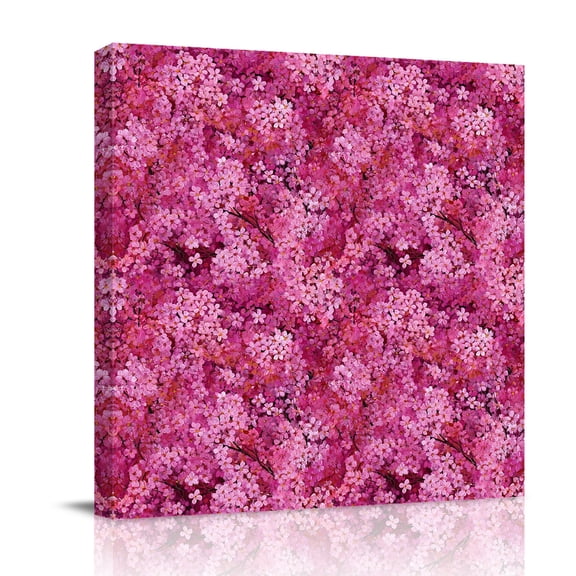 Cherry Blossoms Canvas Wall Art for Living Room, Modern Abstract Art Pink Cherry Oil Painting Wall Decor Framed Artwork Pictures Ready to Hang for Bedroom Office Home Decor