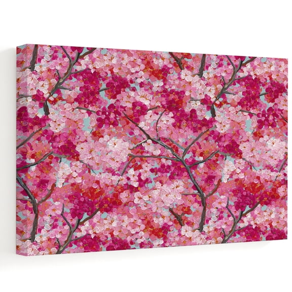 Cherry Blossoms Canvas Wall Art, Modern Abstract Art Pink Cherry Branch Oil Painting Wall Art Prints Artwork Framed Canvas Ready to Hang Art Pictures for Bathroom Bedroom Entry Desk Corner 10" x 8"