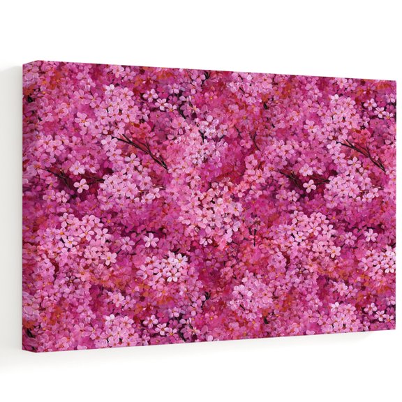 Cherry Blossoms Canvas Wall Art, Modern Abstract Art Pink Cherry Oil Painting Wall Art Prints Artwork Framed Canvas Ready to Hang Art Pictures for Bathroom Bedroom Entry Desk Corner 10" x 8"