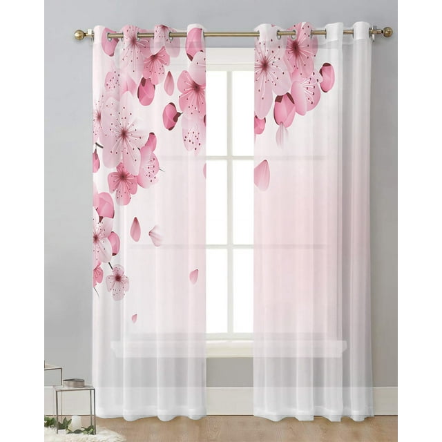 Cherry Blossoms Dangling Flowers Spring Bedroom Sheer Window Curtains Cherry Blossoms Dangling Flowers Spring Bedroom Sheer Window Curtains