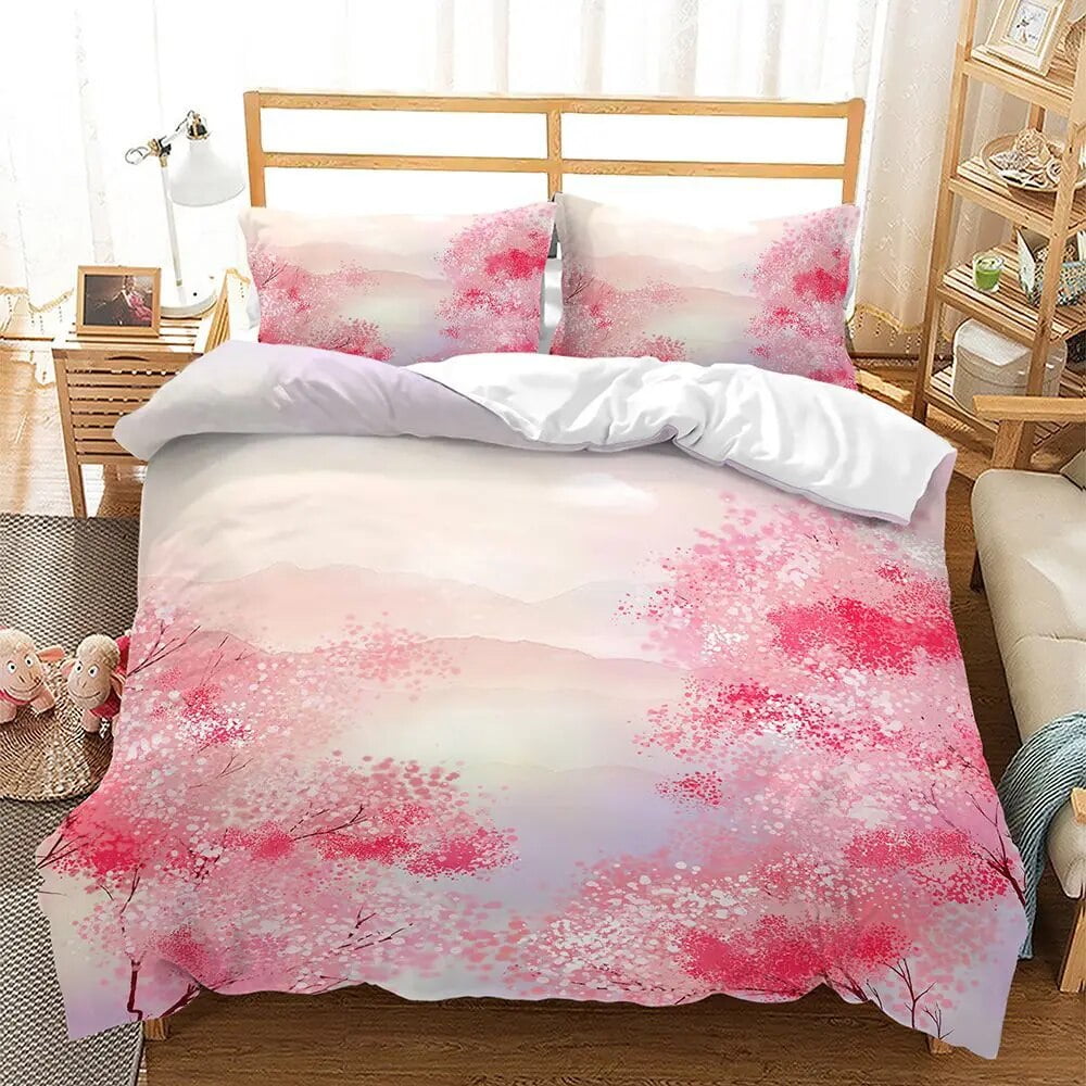 Cherry Blossoms Duvet Cover Set Japanese Style Polyester Comforter ...