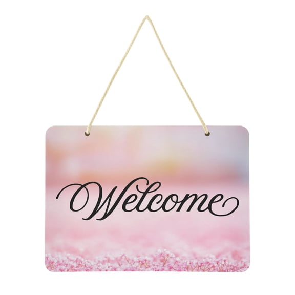 Cherry Blossoms Fall on Ground Welcome Sign Front Door PVC 14x10 inch Hanger Hello Sign Farmhouse Wall Porch Home Outside Decor
