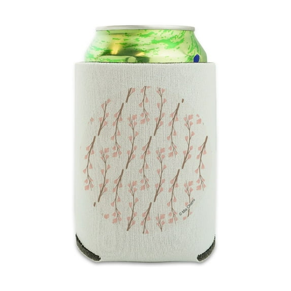 Cherry Blossoms Flowers Pattern Can Cooler - Drink Sleeve Hugger Collapsible Insulator - Beverage Insulated Holder
