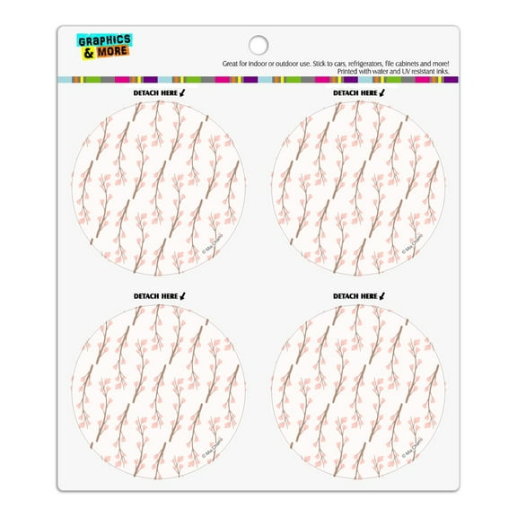 Cherry Blossoms Flowers Pattern Refrigerator Fridge Locker Vinyl Circle Magnet Set