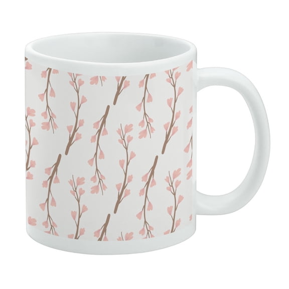 Cherry Blossoms Flowers Pattern White Mug