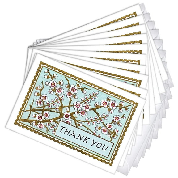 Cherry Blossoms Funeral Sympathy Thank You Greeting Cards | 20 Pack Bulk Set (4X6)