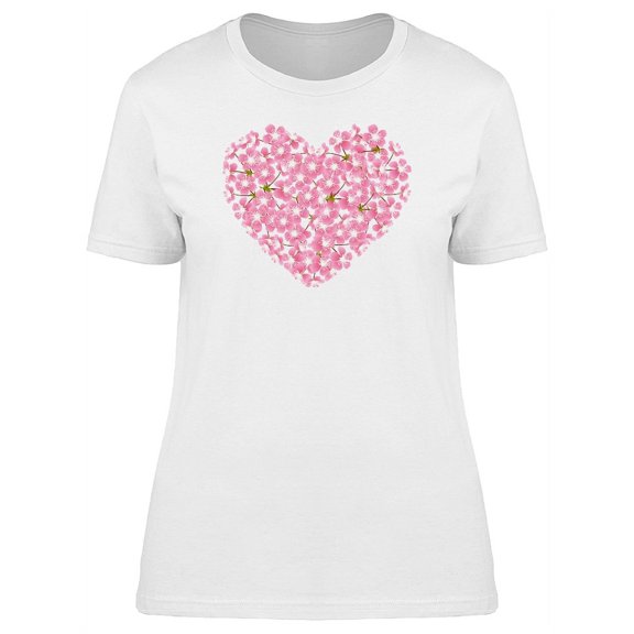 Cherry Blossoms In Heart Shape T-Shirt Women -Image by Shutterstock, Female Large