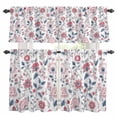 thumbnail image 1 of Cherry Blossoms Kitchen Curtains Valances and Tiers Set of 3 Pink Flower Blue Leaf Garden Wildflower Tier Curtains and Valance with Rod Pocket for Small Windows, 27.5"x24", 1 of 9
