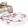 thumbnail image 1 of Cherry Blossoms Large Area Rugs for Bedroom Living Room, Soft Non Slip Carpet Bedside Rug, Pink Pastoral Modern Gradient Spring Round Floor Cover Kitchen Accent Rug 3' for Dining Room/Office, 1 of 9